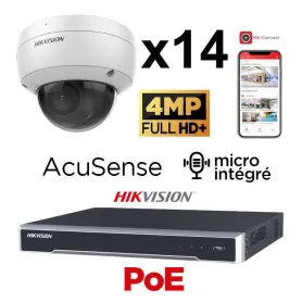 Kit vidéosurveillance 14 caméras antivandale 4MP H265+ EasyIP 2.0 Plus AcuSense vision de nuit 30 mètres