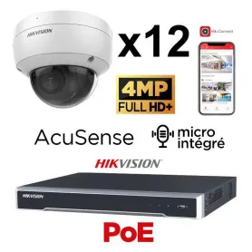 Kit vidéosurveillance 12 caméras antivandale 4MP H265+ EasyIP 2.0 Plus AcuSense vision de nuit 30 mètres