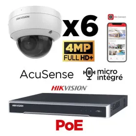 Kit vidéosurveillance 6 caméras 4MP H265+ EasyIP 2.0 Plus AcuSense vision de nuit 30 mètres