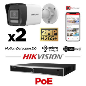 Kit vidéosurveillance POE 2 caméras IP tube full HD 2MP