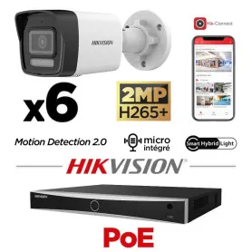 Kit vidéosurveillance PoE 6 caméras IP tube ultra HD 2MP