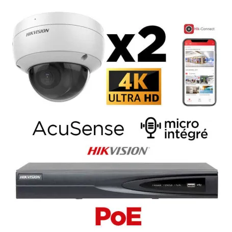 Hikvision kit vidéosurveillance 2 caméras 4K 