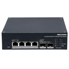 Switch PoE industriel 4 ports Gigabit SFP entrée solaire et Hi-PoE 90 W Hikvision DS-3T1506HP-EI-UPS