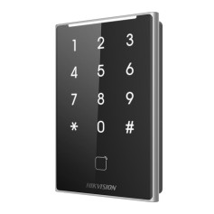 Lecteur de badges DESFire avec clavier et Bluetooth Hikvision DS-K1109DKB IP65 pour contrôle d'accès