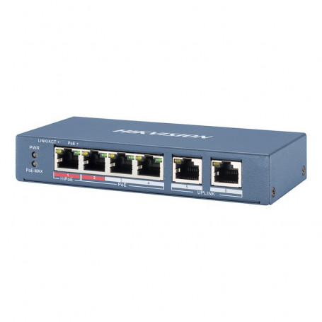 Hikvision DS-3E0106HP-E switch 6 ports dont 4 ports PoE longue distance 300 mètres