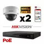 Kit vidéosurveillance PoE 2 caméras IP dôme full HD 2MP