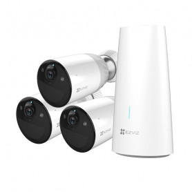 ערכת מצלמות מעקב WiFi 3 מצלמות על סוללה מלאה HD H265 עם ראיית לילה בצבע Ezviz BC1-B3
