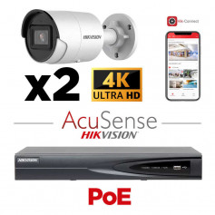 Kit vidéosurveillance 2 caméras Hikvision 4K H265+ intelligence artificielle AcuSense vision de nuit 40 mètres EXIR 2.0