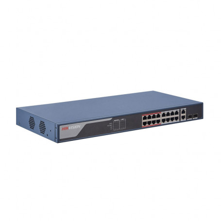 Switch PoE manageable longue distance 18 ports dont 16 ports PoE+ Hikvision DS-3E1318P-EI