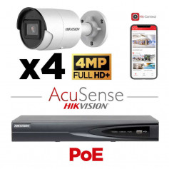 Kit vidéosurveillance 4 caméras Hikvision 4MP H265+ intelligence artificielle AcuSense vision de nuit 40 mètres EXIR 2.0