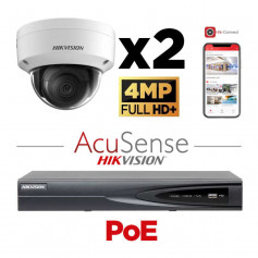 Kit vidéosurveillance 2 caméras antivandale Hikvision 4MP H265+ IA AcuSense vision de nuit 30 mètres EXIR 2.0