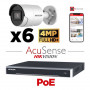 Kit vidéosurveillance 6 caméras 4MP H265+ EasyIP 2.0 Plus AcuSense vision de nuit 40 mètres