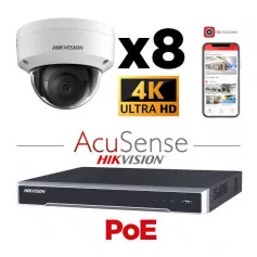 Kit vidéosurveillance 8 caméras antivandale Hikvision 4K H265+ IA AcuSense vision de nuit 30 mètres EXIR 2.0