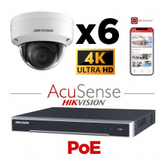 Kit vidéosurveillance 6 caméras antivandale Hikvision 4K H265+ IA AcuSense vision de nuit 30 mètres EXIR 2.0