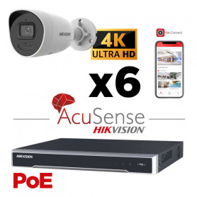 Kit vidéosurveillance AcuSense 4K H265+ PoE 6 caméras IP vision de nuit 40 mètres
