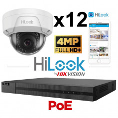 Kit vidéosurveillance 12 caméras HiLook antivandale 4MP H265+ vision de nuit 30 mètres EXIR 2.0