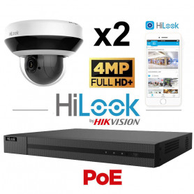 ערכת מעקב הווידיאו של הילוק 2 PTZ 4MP H265 מצלמות PTZ+ ZOOM X 4 לילה ראיית 20 מטר EXIR 2.0 טכנולוגיה
