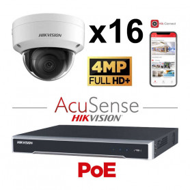 Kit vidéosurveillance 16 caméras antivandale 4MP H265+ EasyIP 2.0 Plus AcuSense vision de nuit 30 mètres