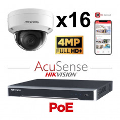Kit vidéosurveillance 16 caméras antivandale Hikvision 4MP H265+ intelligence artificielle vision de nuit 30 mètres EXIR 2.0