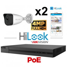 Modeul Gird 2 מצלמות Hilook 4MP H265+ Vision Night 30 מטר EXIR 2.0
