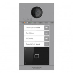 Interphone vidéo sans fil avec lecteur de badge 4 boutons d'appel Hikvision DS-KV8413-WME1