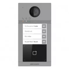 Interphone vidéo sans fil avec lecteur de badge 4 boutons d'appel Hikvision DS-KV8413-WME1
