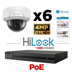 Kit vidéosurveillance 6 caméras HiLook antivandale 4MP H265+ vision de nuit 30 mètres EXIR 2.0