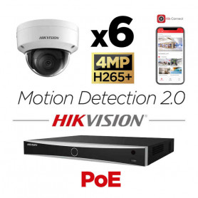 Kit vidéosurveillance PoE 6 caméras IP dôme Ultra HD 4MP