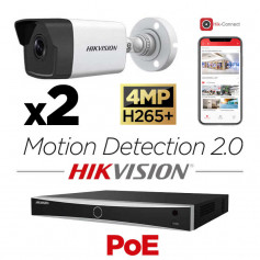 Kit de surveillance 2 caméras Hikvision 4MP H265+ Motion Detection 2.0 vision de nuit 30 mètres EXIR 2.0