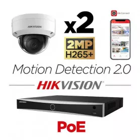 Kit vidéosurveillance PoE 2 caméras IP dôme full HD 2MP