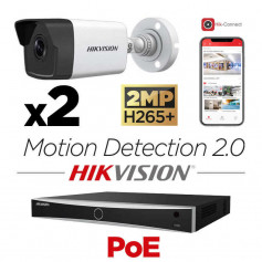 Kit vidéosurveillance 2 caméras Hikvision full HD H265+Motion Detection 2.0 vision de nuit 30 mètres EXIR 2.0
