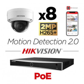 Kit vidéosurveillance 8 caméras antivandale Hikvision full HD H265+ vision de nuit 30 mètres EXIR 2.0