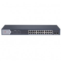 Switch manageable PoE longue distance 300 mètres 26 ports dont 24 ports PoE+ Hikvision DS-3E1526P-SI