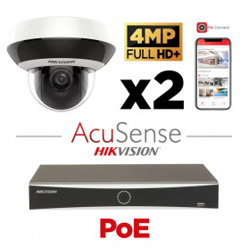 Kit vidéosurveillance 2 caméras PTZ avec micro Hikvision 4MP H265+ zoom x 4 vision de nuit 20 mètres technologie EXIR 2.0