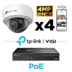 Kit vidéosurveillance 4 caméras antivandale TP-Link VIGI 4MP H265+ vision de nuit 30 mètres