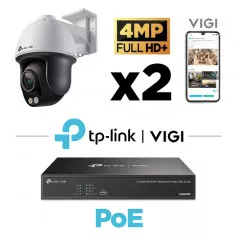 Kit vidéosurveillance 2 caméras rotatives TP-Link VIGI 4MP H265+ ColorPro Night Vision micro et vision couleur la nuit 30 mètres