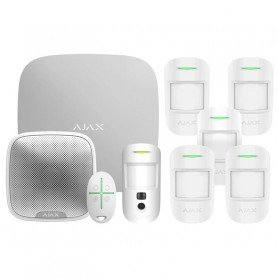 Kit alarme sans fil Ajax blanc WIFI et 4G StartHub2/4G-5D-1VID-BL