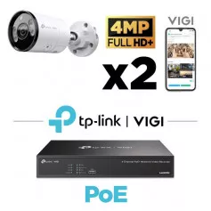 Kit vidéosurveillance 2 caméras TP-Link VIGI 4MP intelligence artificielle défense active et vision de nuit couleur 30 mètres