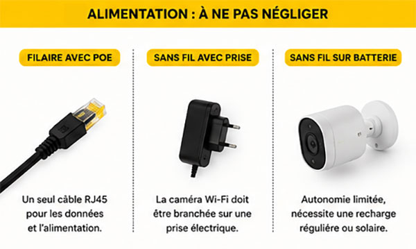 Alimentation caméra de surveillance
