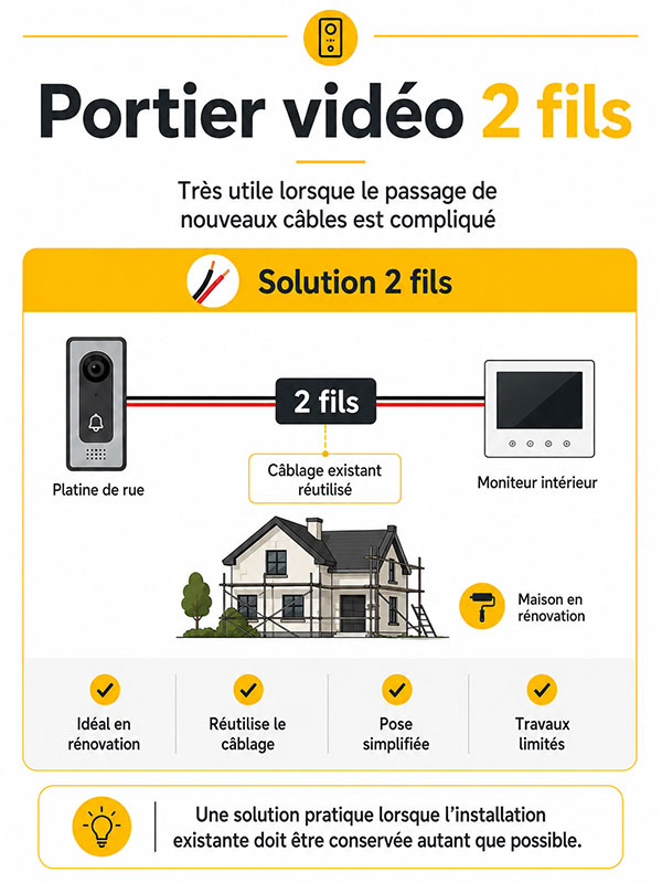 Portier vidéo 2 fils