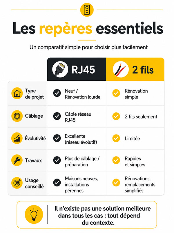 Portier vidéo, RJ45 ou deux fils